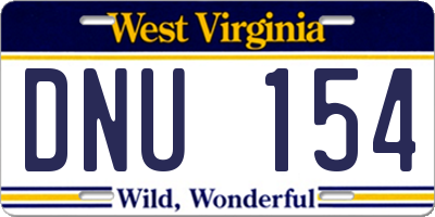 WV license plate DNU154