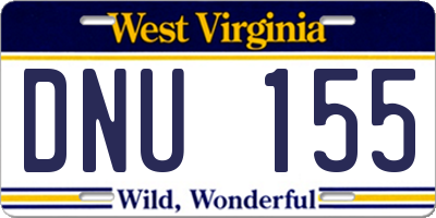 WV license plate DNU155