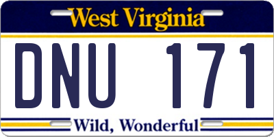 WV license plate DNU171