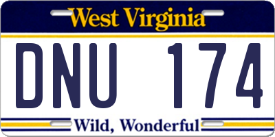 WV license plate DNU174