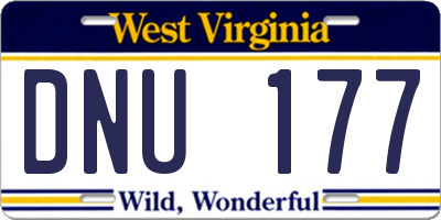 WV license plate DNU177