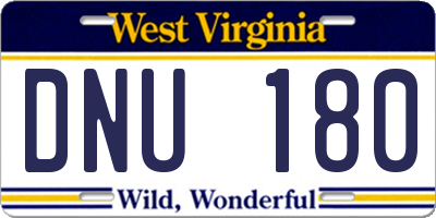 WV license plate DNU180