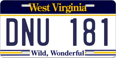 WV license plate DNU181