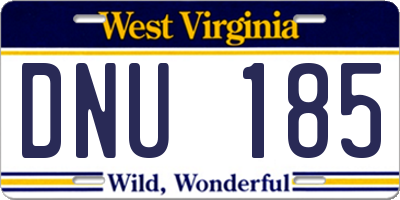 WV license plate DNU185