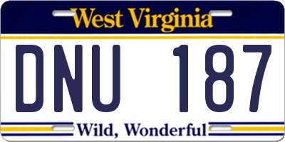 WV license plate DNU187