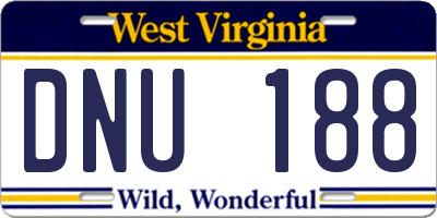 WV license plate DNU188