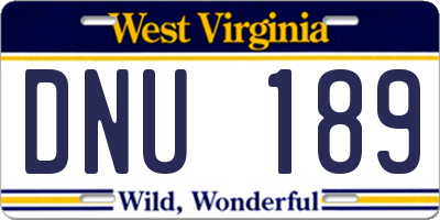 WV license plate DNU189