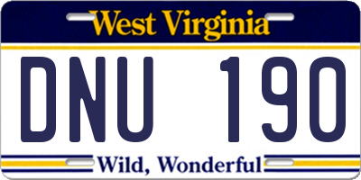 WV license plate DNU190