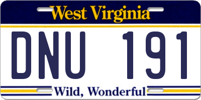 WV license plate DNU191