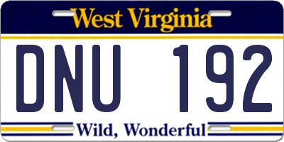 WV license plate DNU192