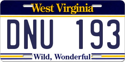 WV license plate DNU193