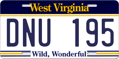 WV license plate DNU195