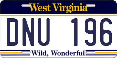WV license plate DNU196
