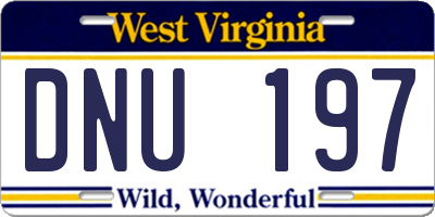 WV license plate DNU197
