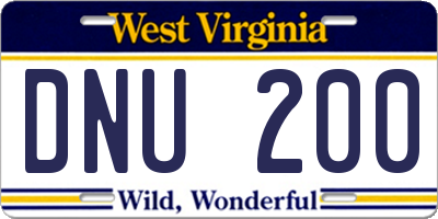WV license plate DNU200