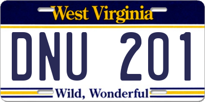 WV license plate DNU201