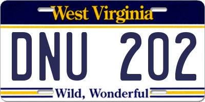 WV license plate DNU202