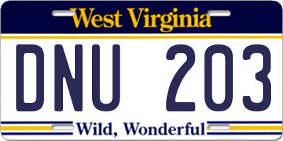 WV license plate DNU203