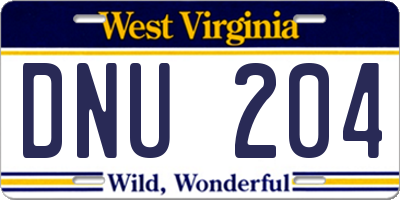 WV license plate DNU204
