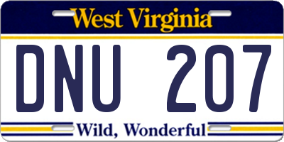 WV license plate DNU207