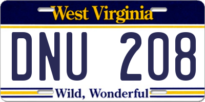 WV license plate DNU208