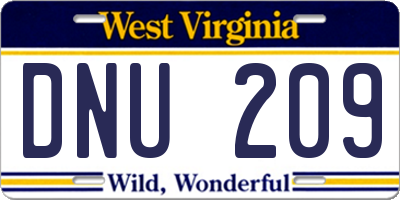 WV license plate DNU209