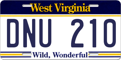 WV license plate DNU210
