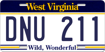 WV license plate DNU211