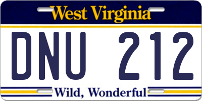 WV license plate DNU212