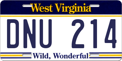WV license plate DNU214