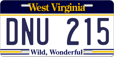 WV license plate DNU215