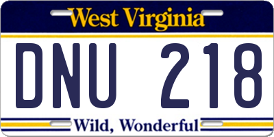 WV license plate DNU218