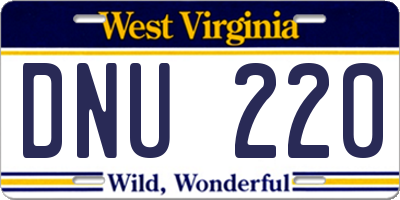 WV license plate DNU220