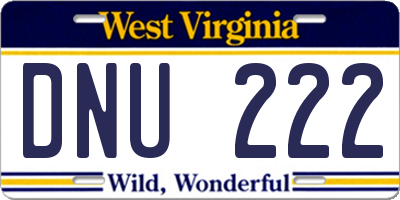 WV license plate DNU222