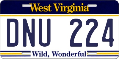 WV license plate DNU224