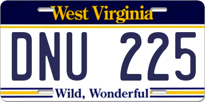 WV license plate DNU225