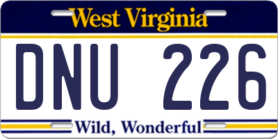 WV license plate DNU226
