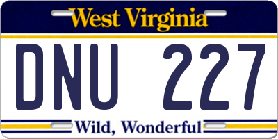 WV license plate DNU227