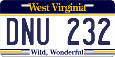 WV license plate DNU232