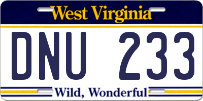 WV license plate DNU233