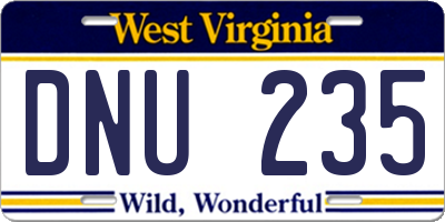 WV license plate DNU235