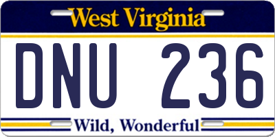 WV license plate DNU236