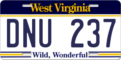 WV license plate DNU237