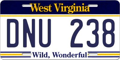 WV license plate DNU238