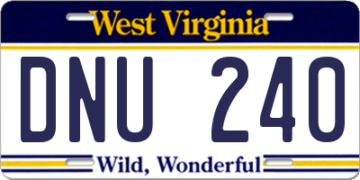 WV license plate DNU240