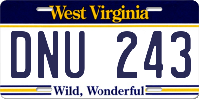 WV license plate DNU243