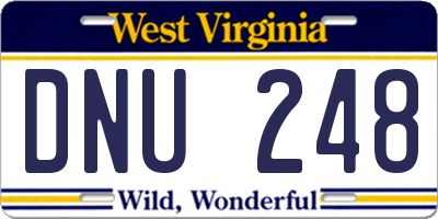 WV license plate DNU248