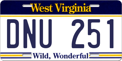 WV license plate DNU251