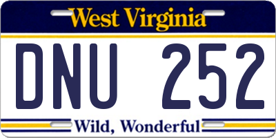 WV license plate DNU252