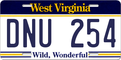 WV license plate DNU254